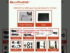 Σύστημα κάμερας αυτοκινήτου 360 βίντεο για την Hyundai Santafe 12.3 ιντσών