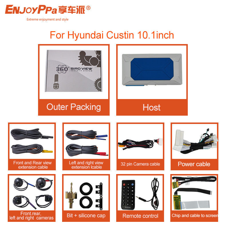 Ηχογράφηση βρόχων περιβαλλοντικής θέασης 360 κάμερα αυτοκινήτου για την Hyundai Custin νυχτερινή όραση και εγκατάσταση Plug And Play